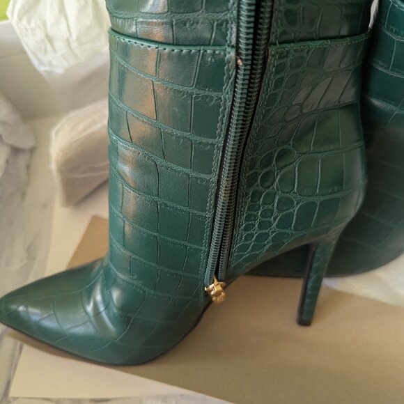 GUESS Faux-Croc leather Boots Forest Green Sz 6 - Picture 9 of 12